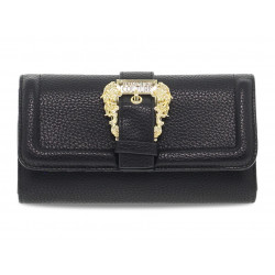 Pochette Versace Jeans Couture JEANS COUTURE RANGE F SKETCH WALLET GRAINY BUCKLE en cuir noir