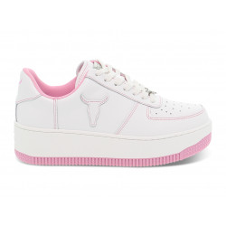 Baskets Windsor Smith REBOUND WHITE BUBBLEGUM en cuir blanc