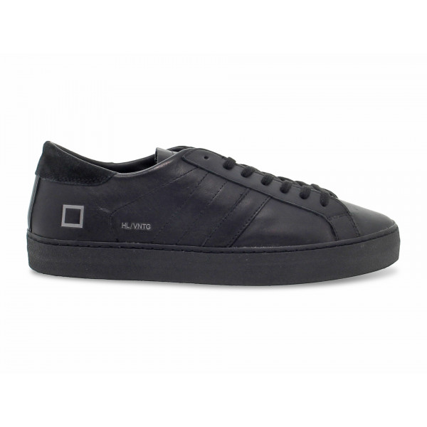 Baskets D.A.T.E. HILL LOW VINTAGE CALF TOTAL-BLACK en cuir noir
