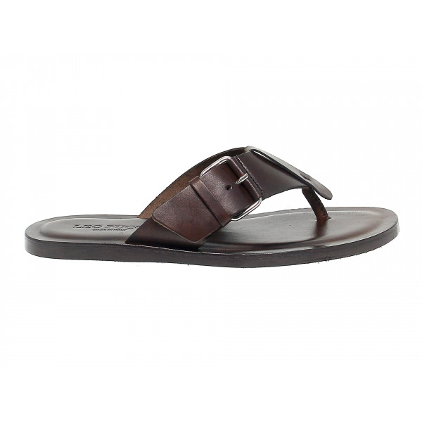Sandales Leo Pucci en cuir brun foncé