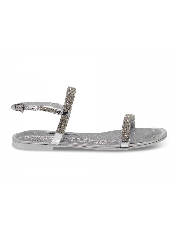 Sandales plates Alberto Venturini FLAT en cristal argent