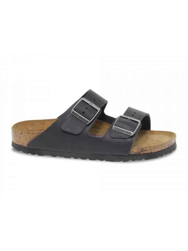 Sandales plates Birkenstock ARIZONA SOFT FOOTBED en cuir noir