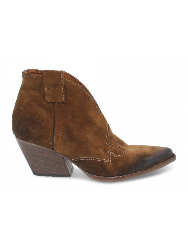 Bottines Elena Iachi MID WASH en velour noisette