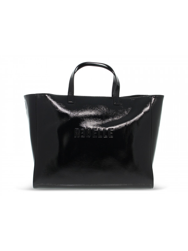 Cabas Rebelle ASHANTI SHOPPING PATENT NAPLACK en peinture noir