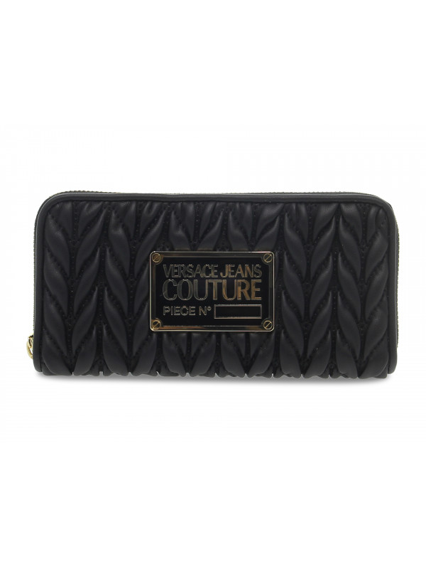 Portefeuille Versace Jeans Couture JEANS COUTURE CRUNCHY BAGS RANGE O SKETCH 10 WALLET QUILTED en faux cuir noir