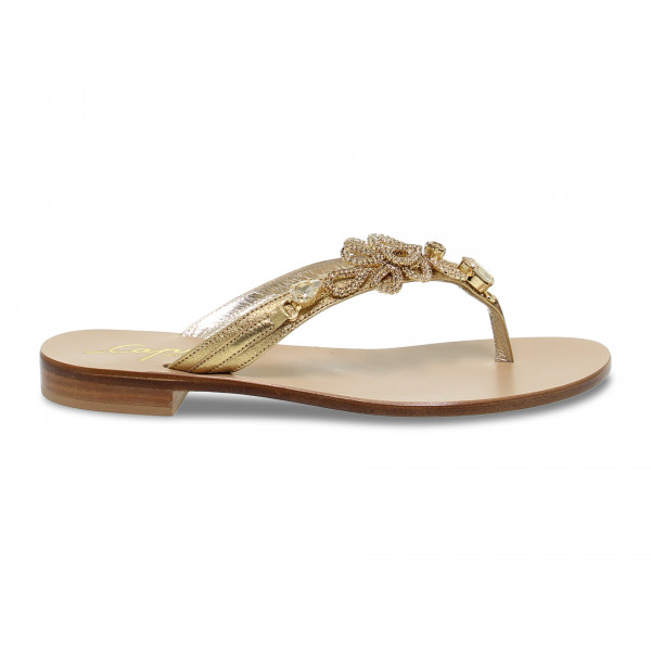 Sandalia plana Capri POSITANO de laminado oro