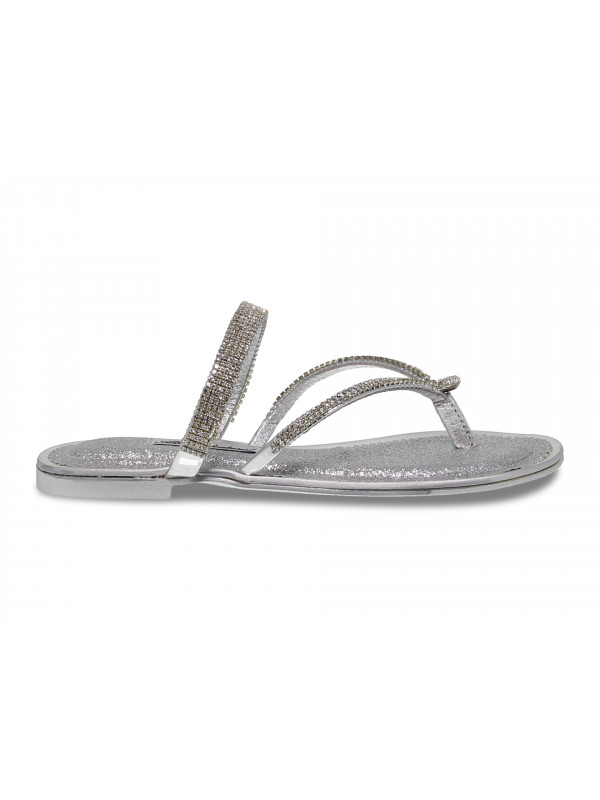 Flache Sandalen Alberto Venturini FLAT aus Kristall Silber