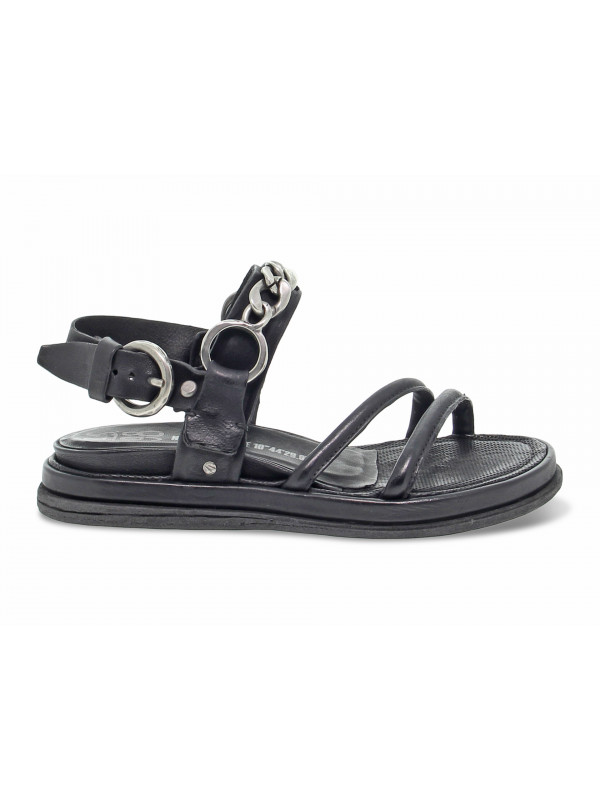 Flache Sandalen A.S.98 aus Leder Schwarz