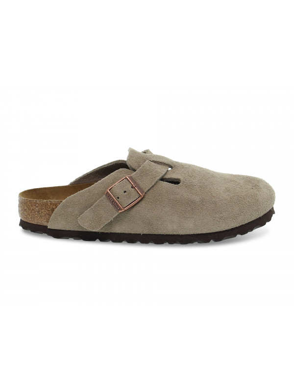 Flache Sandalen Birkenstock BOSTON aus Gämse Taupe