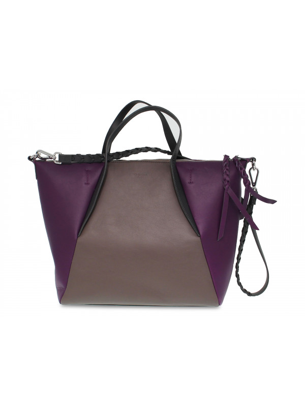Shopper Tosca Blu GIULIA SHOPPING BAG aus Leder Grau