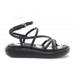 Flache Sandalen Ash VICE IMBOTTITO BLACK aus Nappa Schwarz