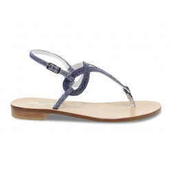 Flache Sandalen Capri POSITANO aus Glitzern Blau