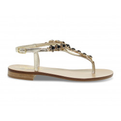 Flache Sandalen Capri POSITANO GIOIELLO aus Laminieren Platin