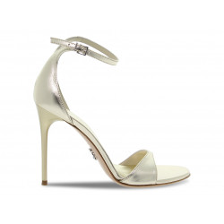 Sandalen mit Absatz Sergio Levantesi FERRAGNI COLOR PLATINO aus Laminieren Platin