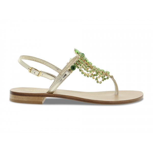 Flache Sandalen Capri POSITANO GIOIELLO aus Laminieren Platin