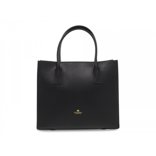 Handtasche Cuoieria Fiorentina ALICE MEDIUM TOTE BAG SQUADRATA aus Leder Schwarz