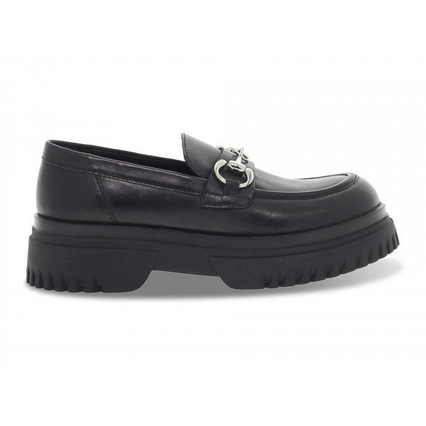 Flacher schuh Emanuèlle Vee MOCASSINO GUCCI aus Leder Schwarz
