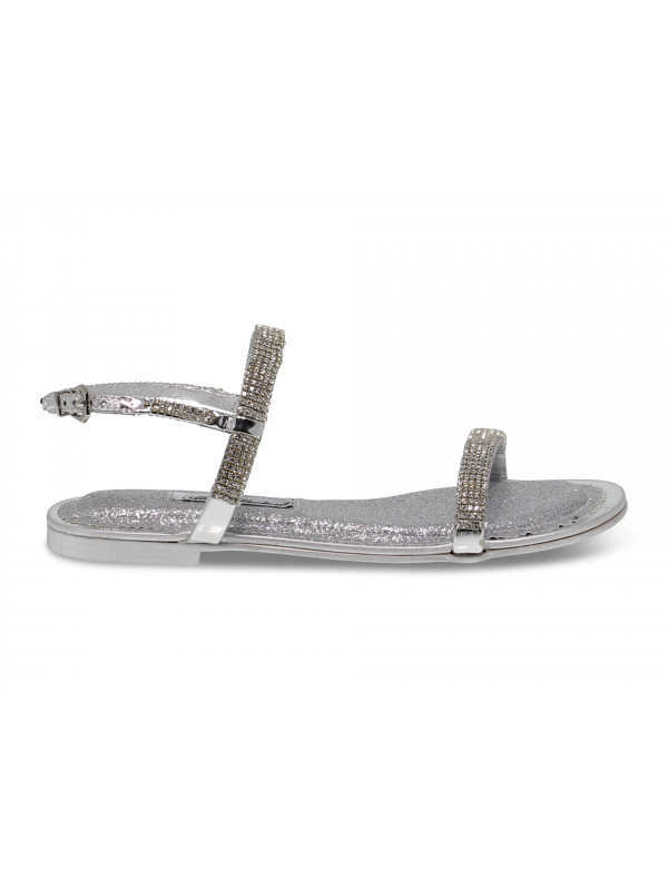 Flache Sandalen Alberto Venturini FLAT aus Kristall Silber