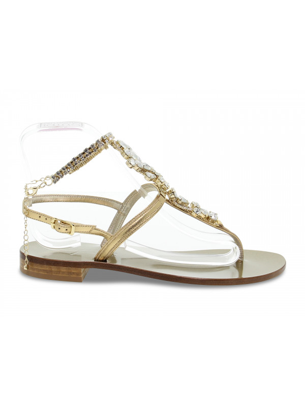 Flache Sandalen Capri POSITANO aus Laminieren Gold