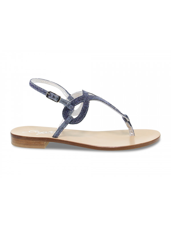 Flache Sandalen Capri POSITANO aus Glitzern Blau