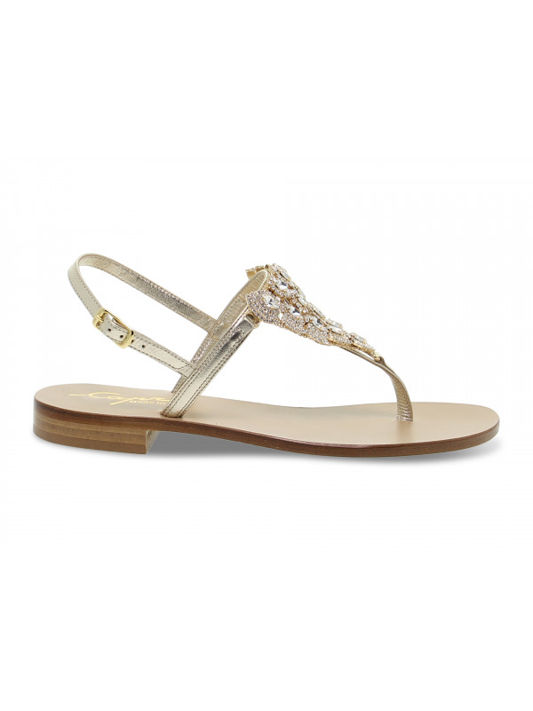 Flache Sandalen Capri POSITANO GIOIELLO aus Laminieren Platin