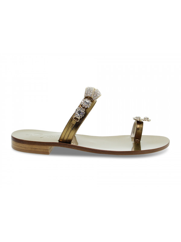 Flache Sandalen Capri POSITANO aus Laminieren Bronze