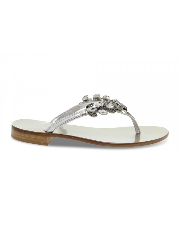 Flache Sandalen Capri POSITANO aus Laminieren Silber