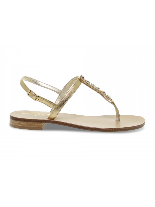 Flache Sandalen Capri POSITANO GIOIELLO aus Laminieren Gold