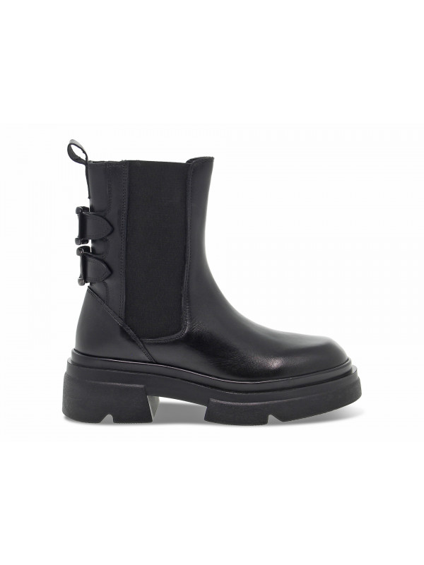 Knöchelschuhe Emanuèlle Vee BEATLES HERO CON FIBBIE aus Leder Schwarz