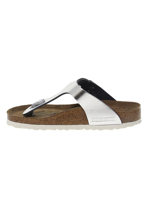 Flache Sandalen Birkenstock GIZEH aus Leder Silber Guidi Calzature Neue Kollektion Herbst Winter 2024 Guidi Calzature