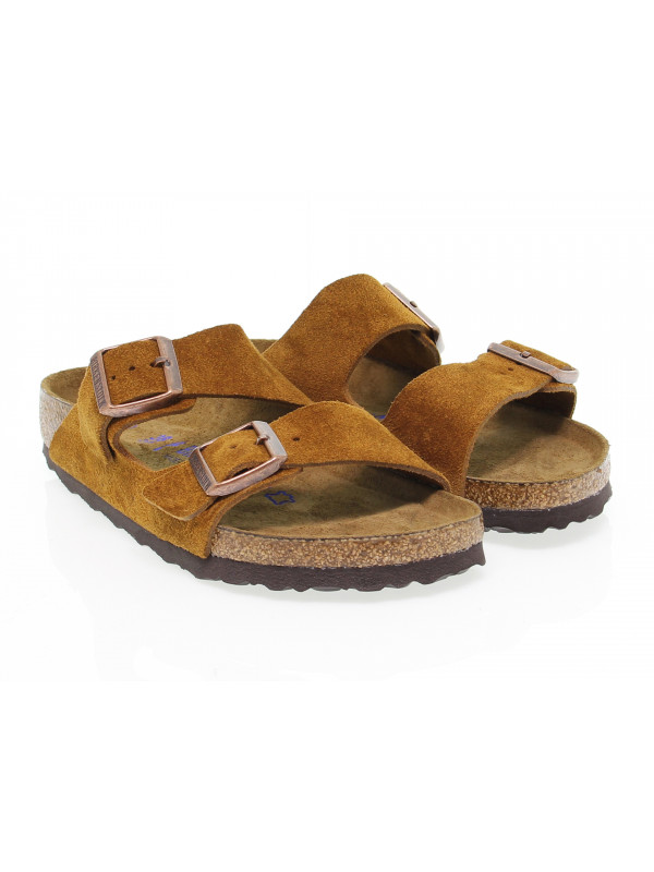 Flache Sandalen Birkenstock ARIZONA SOFT FOOTBED aus Gamse Ocker Guidi Calzature Neue Kollektion Herbst Winter 2024 Guidi Calzature