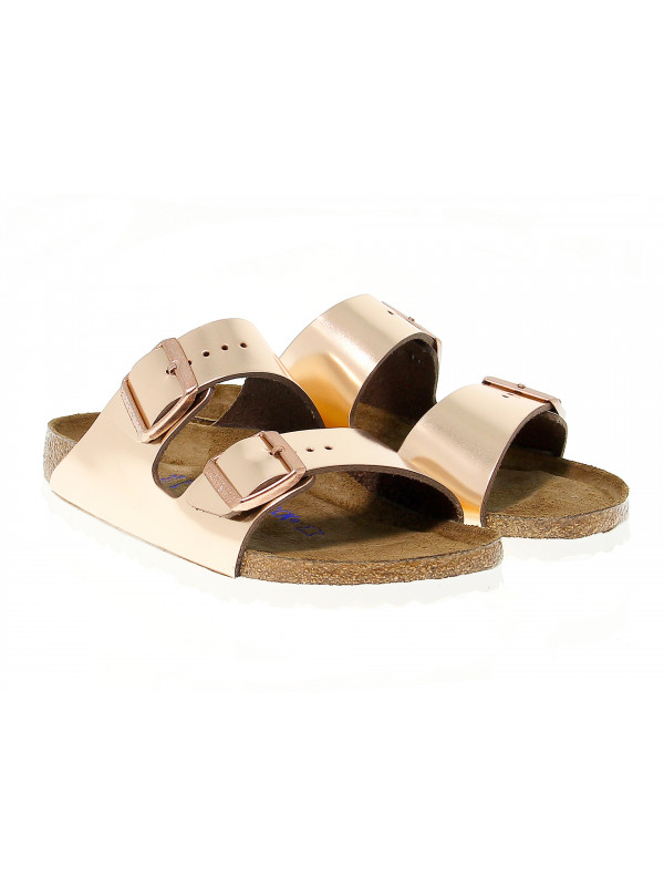 Flache Sandalen Birkenstock ARIZONA SOFT FOOTBED aus Leder Platin Guidi Calzature Neue Kollektion Herbst Winter 2024 Guidi Calzature