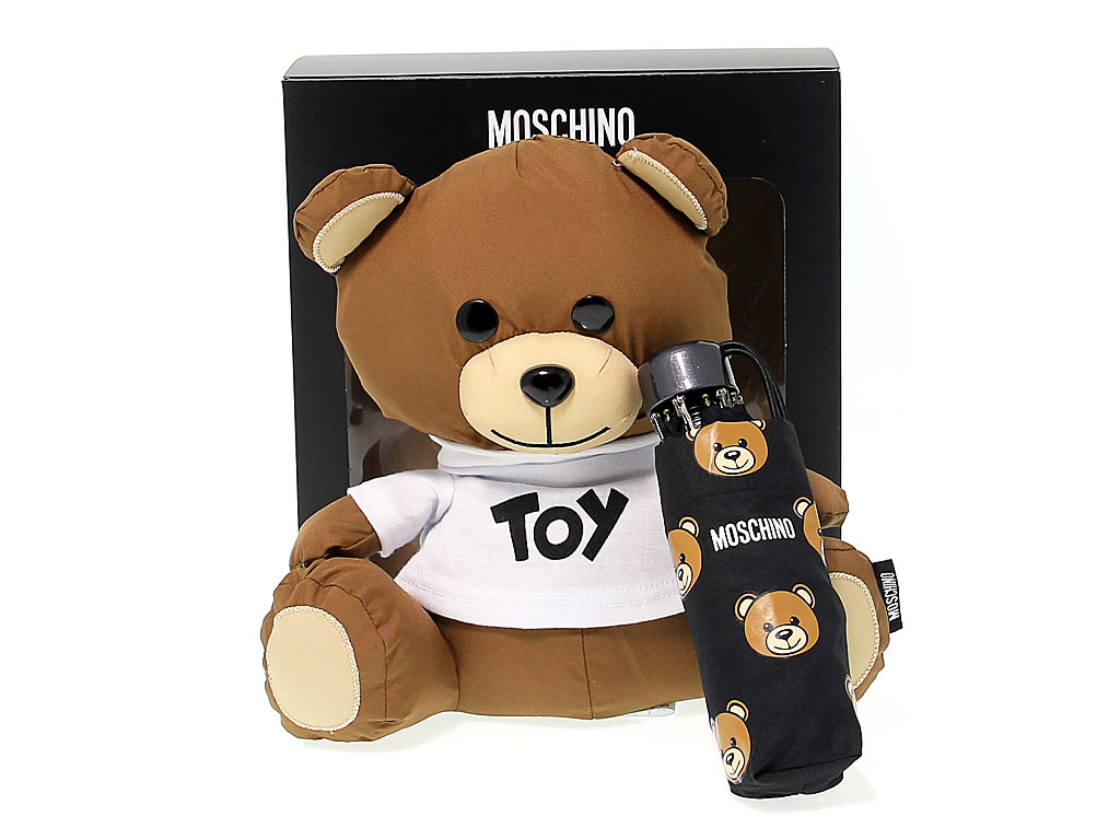 MOSCHINO-Moschino Logo Blue Umbrella Moschino Teddy Bear