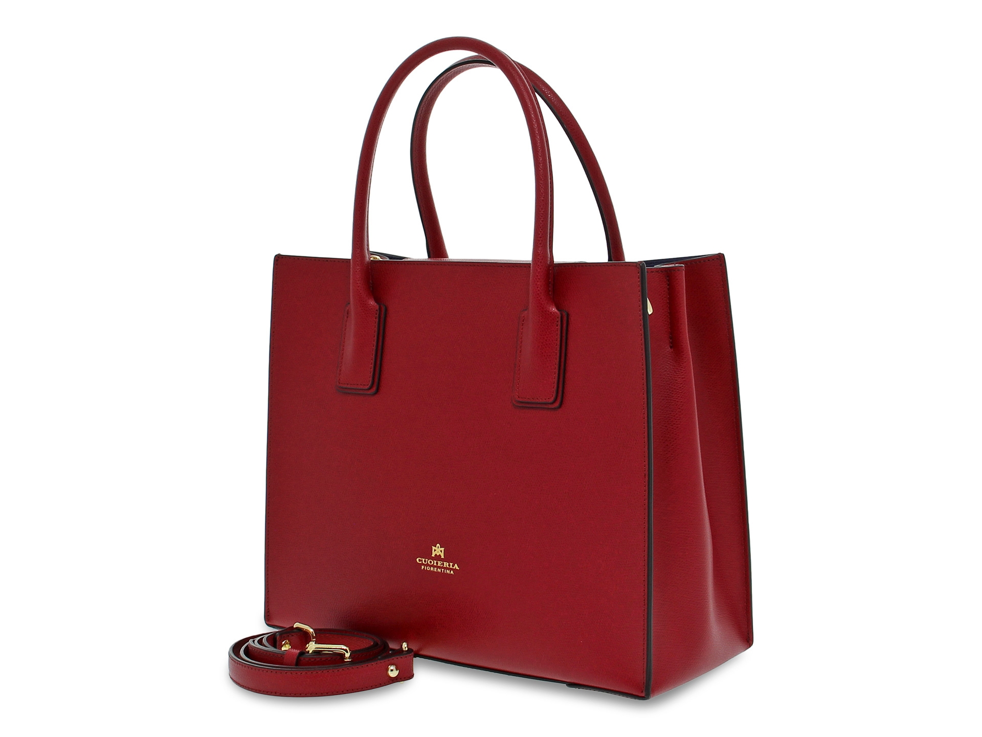 Tote bag Cuoieria Fiorentina ALICE MEDIUM TOTE BAG SQUADRATA in ruby saffiano